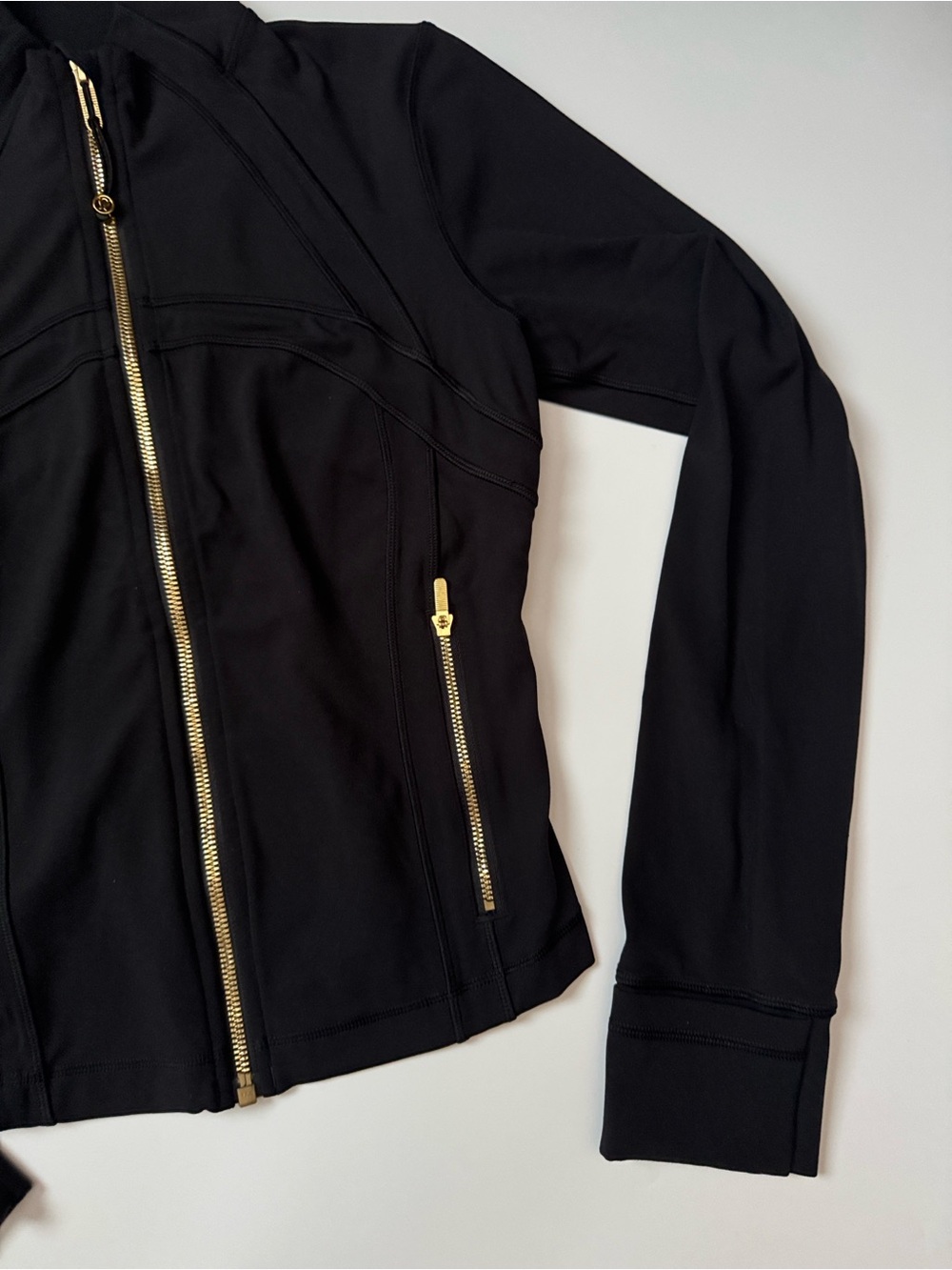 lululemon athletica Black Moto-Style Zip Jacket with Gold Accents - Picture 5 of 7
